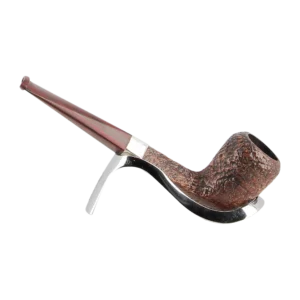 Pipe Dunhill Houdini Cumberland 15/35 forme droite, finition sablée avec filtre 3 mm – Vue de profil inversé sur support – A La Civette Paris.