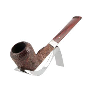 Pipe Dunhill Houdini Cumberland 15/35 forme droite, finition sablée avec filtre 3 mm – Vue trois quarts sur support – A La Civette Paris.