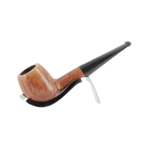 Pipe Dunhill Root Briar 1 Étoile forme droite apple, finition naturelle avec filtre 3 mm – Vue de profil sur support – A La Civette Paris.