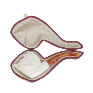 Pipe Levent écume de mer sculptée à la main n°13 Sherlock fumé, forme courbée finition polie avec filtre 3 mm dans sa boîte – A La Civette Paris.