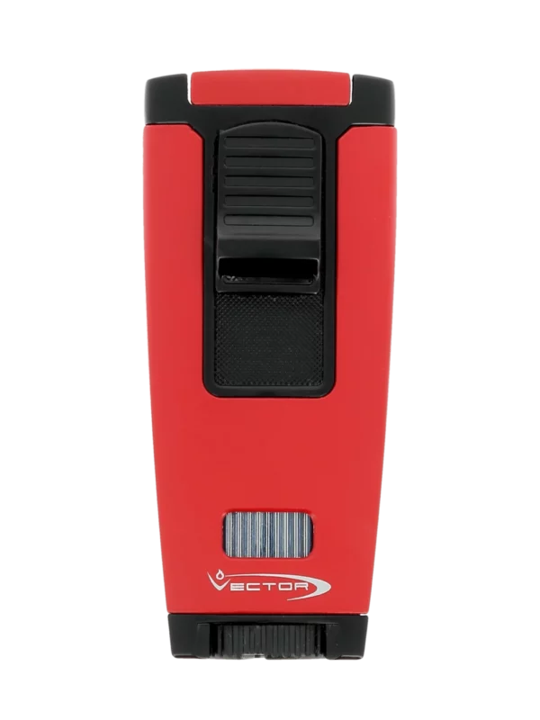 Briquet Vector Apex rouge mat vu de face – Accessoire à cigares disponible chez A La Civette