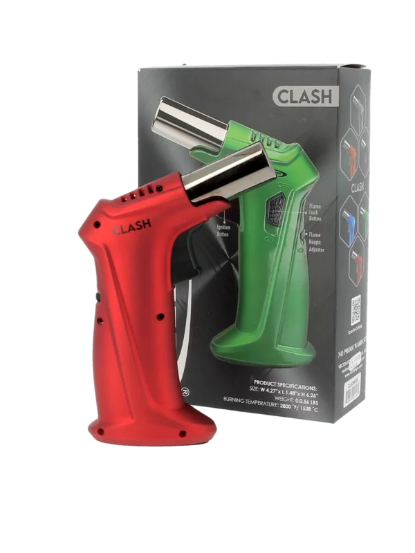 Briquet Vector Clash rubber rouge mat dans sa boîte – Accessoire à cigares de prestige chez A La Civette