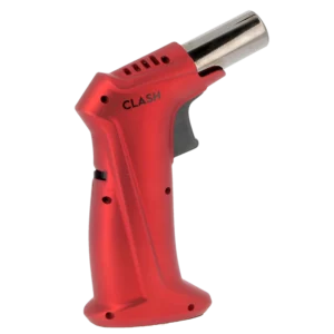 Briquet Vector Clash rubber rouge mat vu de face – Accessoire à cigares premium chez A La Civette