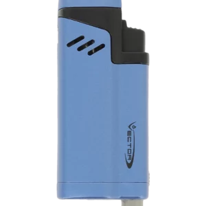 Briquet Vector Empire bleu mat ouvert vu de face – Accessoire à cigares vendu chez A La Civette