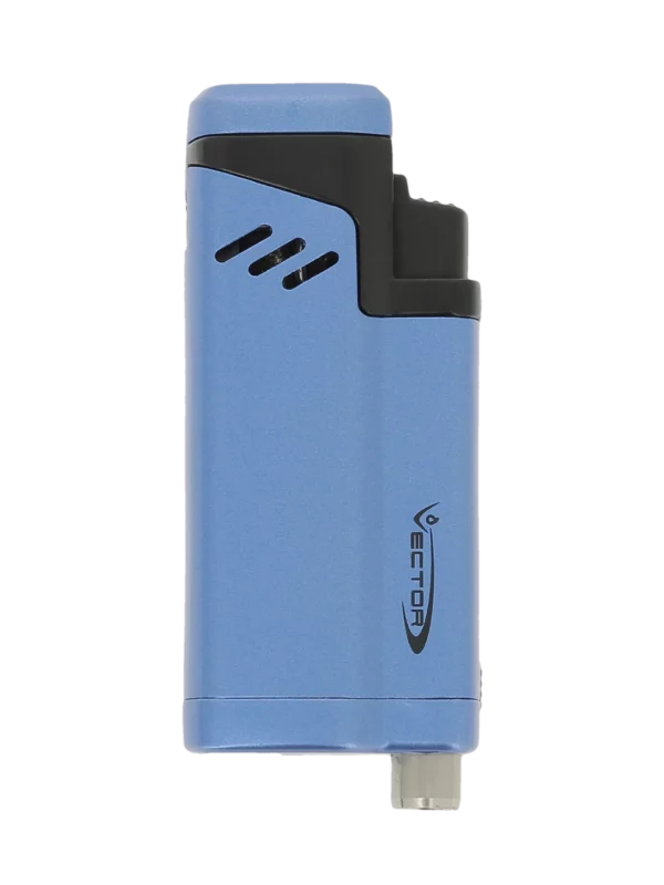 Briquet Vector Empire bleu mat ouvert vu de face – Accessoire à cigares vendu chez A La Civette