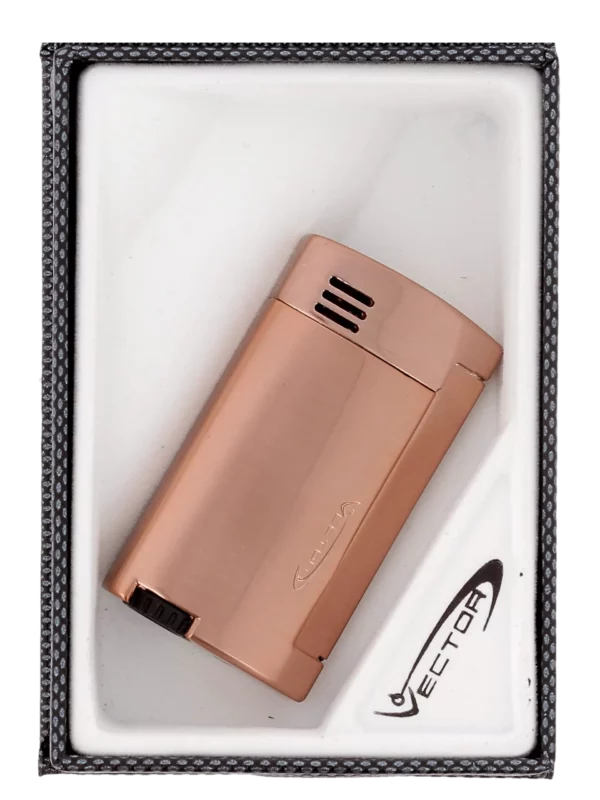 Briquet Vector Magnum rose gold satin dans sa boîte – Accessoire à cigares haut de gamme chez A La Civette