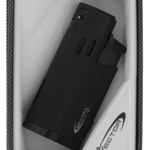 Briquet Vector Throne crackle noir mat dans sa boîte – Accessoire à cigares de luxe chez A La Civette