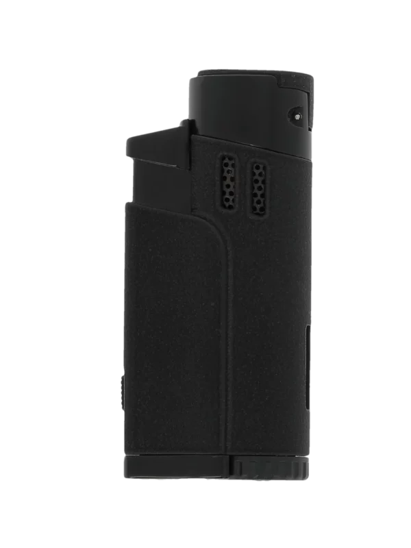 Briquet Vector Throne crackle noir mat vu de dos – Accessoire à cigares premium chez A La Civette