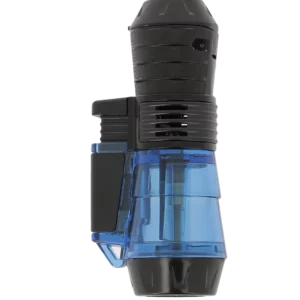 Briquet Vector Triforce bleu transparent vu de dos – Accessoire à cigares disponible chez A La Civette