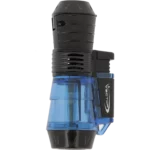 Briquet Vector Triforce bleu transparent vu de face – Accessoire à cigares design chez A La Civette
