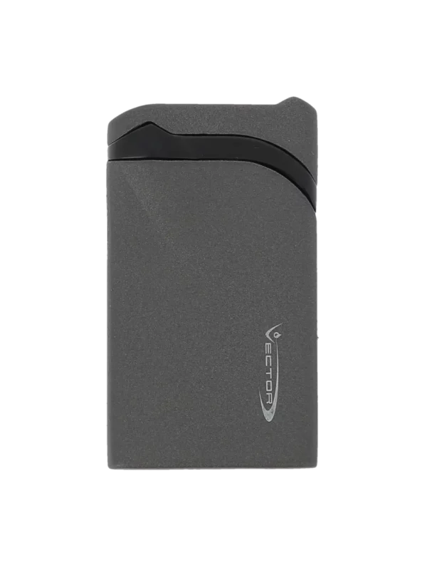 Briquet Vector Ultra crackle gris mat vu de face – Accessoire à cigares haut de gamme chez A La Civette