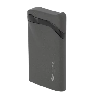 Briquet Vector Ultra crackle gris mat en vue trois quarts – Accessoire à cigares de luxe chez A La Civette