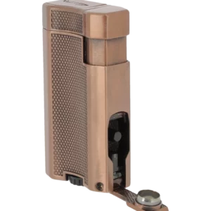 Briquet Vector Vmotion cuivre satin en vue trois quarts – Accessoire à cigares de luxe chez A La Civette
