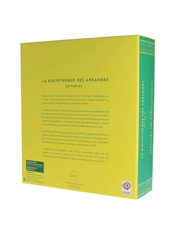 Calendrier de l’Avent Ti Ced 2025 La Bibliothèque des Arrangés Édition 1 – vue arrière, rhums arrangés chez A La Civette