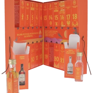 Calendrier de l’Avent rhum 2025 La Bibliothèque du Rhum Édition 2 ouvert avec boîtes visibles – Dégustation de rhums rares chez A La Civette
