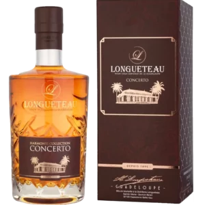 Rhum Longueteau Harmonie Collection Concerto – boîte et bouteille vues de face – A La Civette Paris