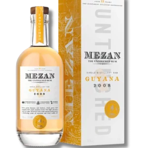 Rhum Mezan Guyana millésime 2008 – boîte et bouteille vues de face – A La Civette Paris