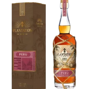 Rhum Plantation Peru Grand Terroir Millésime 2006 – boîte et bouteille vues de face – A La Civette Paris