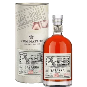 Rhum Rum Nation Savanna Small Batch Rare Rums 2006 2022 – boîte et bouteille vues de face – A La Civette Paris
