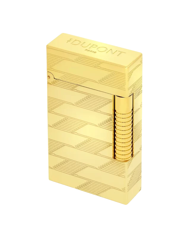 Briquet S.T. Dupont Le Grand Dupont Cling Guilloché Monogram 1872 doré trois quarts fermé – Accessoires à cigares premium