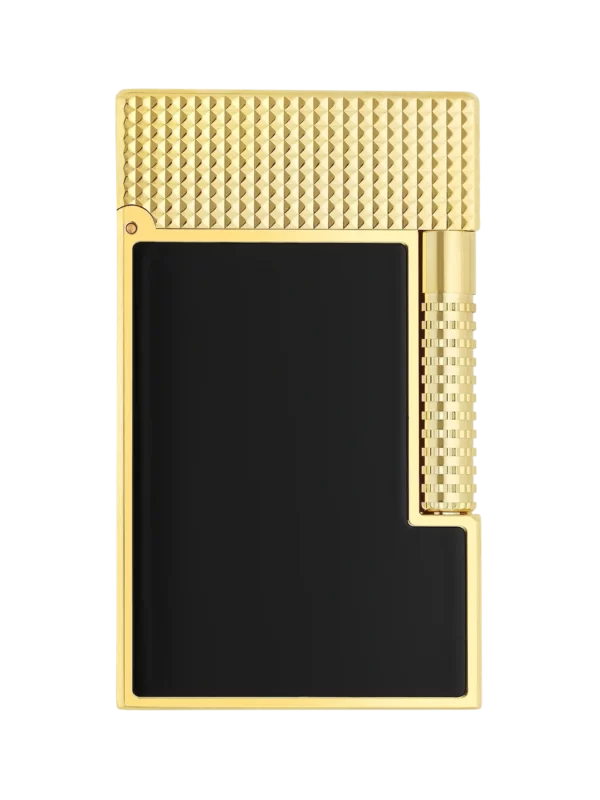 A-La-Civette-Accessoires-a-cigares-Briquets-S.T.Dupont-Le-grand-dupont-cling-laque-noir-et-dore-face Briquet S.T. Dupont Le Grand Dupont Cling laque noir et doré face – Briquet de luxe pour cigare