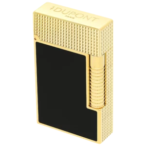 Briquet S.T. Dupont Le Grand Dupont Cling laque noir et doré trois quarts fermé – Accessoires à cigares premium