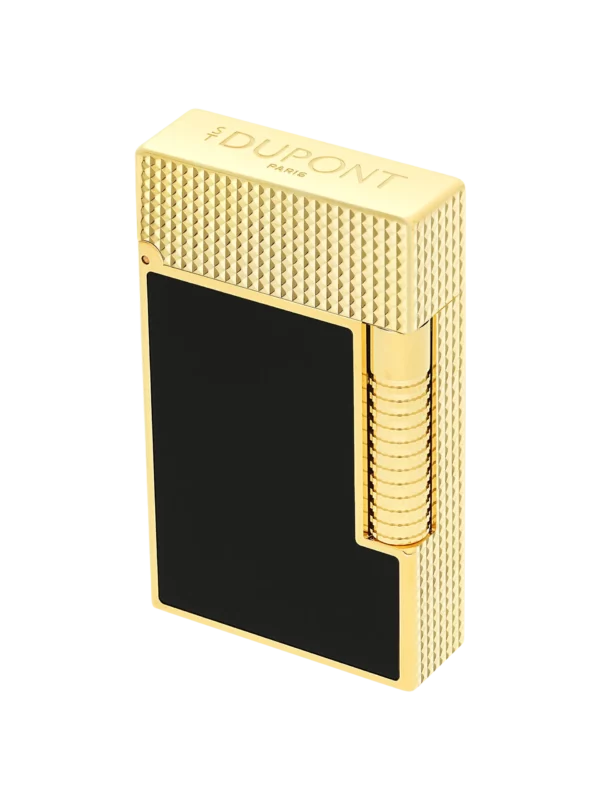 Briquet S.T. Dupont Le Grand Dupont Cling laque noir et doré trois quarts fermé – Accessoires à cigares premium