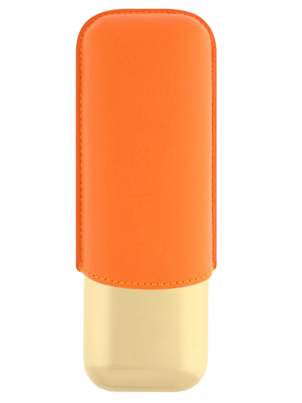 Étui à cigares S.T. Dupont cuir grainé pleine fleur base métal doré orange double dos – Accessoires à cigares À La Civette Paris