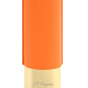Étui à cigares S.T. Dupont cuir grainé pleine fleur base métal doré orange double face – Étui cigare de luxe