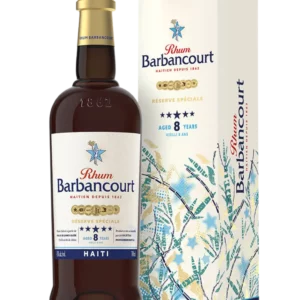 A La Civette vins et spiritueux Rhum Barbancourt 5 étoiles 8 ans boîte face et bouteille face