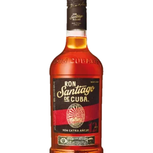 A La Civette Vins et spiritueux, rhum Santiago de Cuba Extra Añejo 12 ans, bouteille face, spiritueux de prestige.