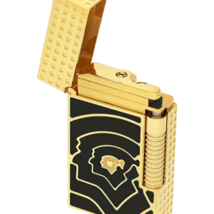 Briquet S.T. Dupont Le Grand Dupont Cohiba 60 noir trois-quarts ouvert, accessoire à cigares de luxe proposé par A La Civette.