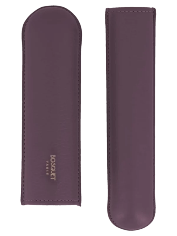 Étui à cigares Bosquet Paris cuir grainé violet simple ouvert, accessoire à cigares raffiné A La Civette