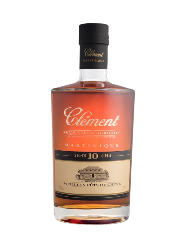 A La Civette Vins et spiritueux, Rhum Clément rhum vieux agricole 10 ans, bouteille face, spiritueux haut de gamme.