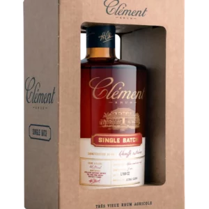 A La Civette Vins et spiritueux, Rhum Clément Single batch chauffe extrême, boîte et bouteille face, spiritueux haut de gamme.