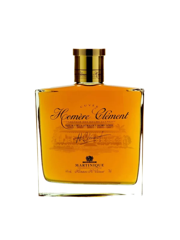 A La Civette Vins et spiritueux, Rhum Clément cuvée Homère Clément, bouteille face, spiritueux premium et raffiné.