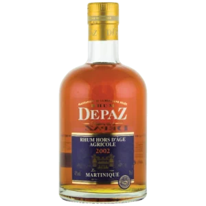 A La Civette Vins et spiritueux, Rhum Depaz Les millésimes 2002, bouteille face, spiritueux de prestige.