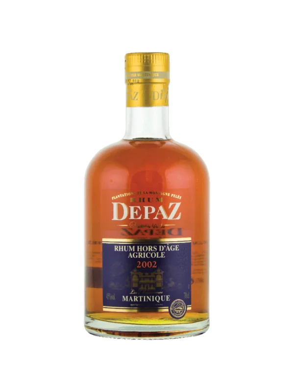A La Civette Vins et spiritueux, Rhum Depaz Les millésimes 2002, bouteille face, spiritueux de prestige.