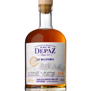 A La Civette Vins et spiritueux, Rhum Depaz Les millésimes 2010, bouteille face, spiritueux de prestige.