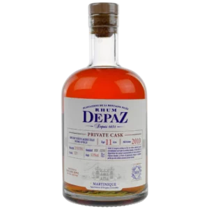 A La Civette Vins et spiritueux, Rhum Depaz rhum vieux agricole private cask millésime 2010 11 ans, bouteille face, spiritueux de prestige.