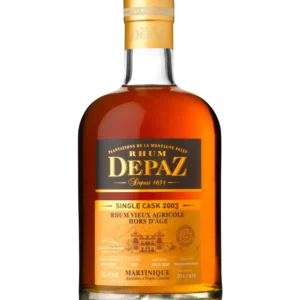 A La Civette Vins et spiritueux, Rhum Depaz rhum vieux agricole single cask millésime 2003, bouteille face, spiritueux de prestige.