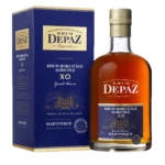 A La Civette Vins et spiritueux, Rhum Depaz XO Grande Réserve, boîte face et bouteille face, spiritueux haut de gamme.