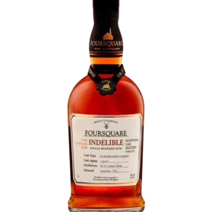 Vue face de la bouteille du rhum Foursquare Indelible 11 ans, spiritueux premium sélectionné par A La Civette.