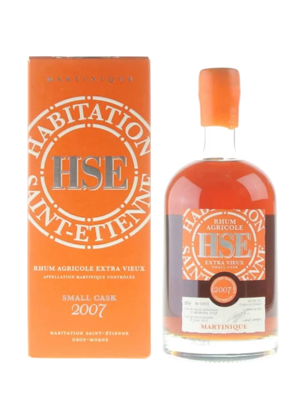 A La Civette vins et spiritueux rhum HSE extra vieux small cask millésime 2007 boîte face bouteille face