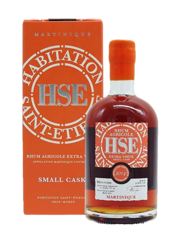 A La Civette vins et spiritueux rhum HSE extra vieux small cask millésime 2014 boîte face bouteille face