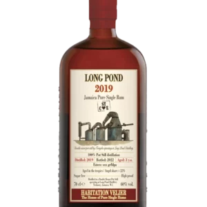Vue face de la bouteille du rhum Habitation Velier Long Pond millesime 2019, spiritueux premium sélectionné par A La Civette.