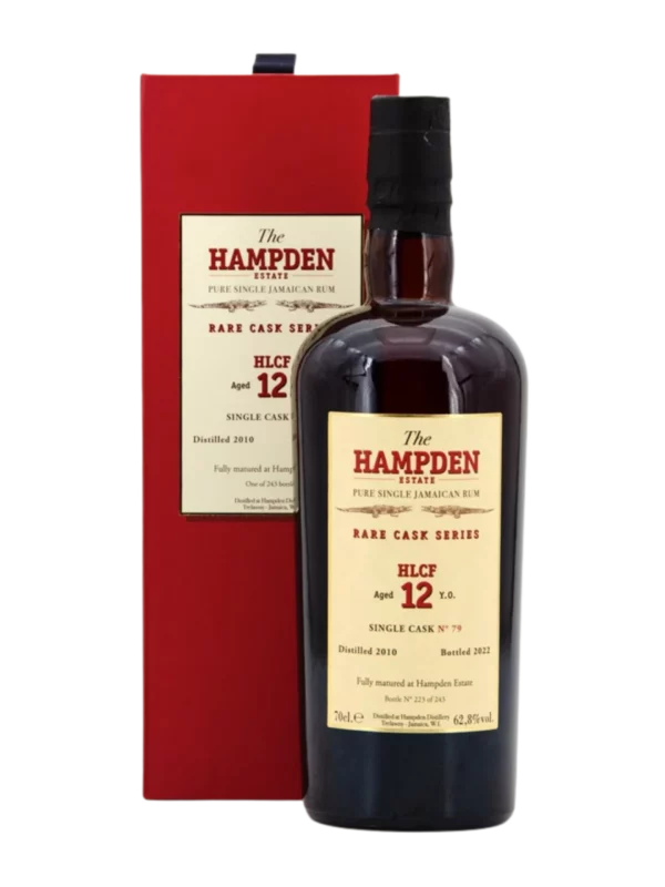A La Civette vins et spiritueux rhum Hampden HLCF Single Cask N°79 12 Ans boîte face bouteille face