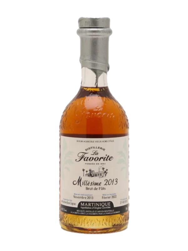 A-La-Civette-Vins-et-spiritueux-Rhum-La-Favorite-Brut-de-futs-millesime-2013-9-ans-bouteille-face A La Civette vins et spiritueux rhum La Favorite brut de fûts millésime 2013 9 ans bouteille face
