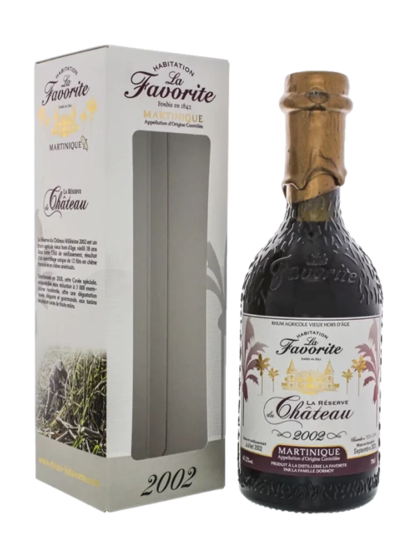 A La Civette vins et spiritueux rhum La Favorite La Réserve du Château 2002 bouteille face