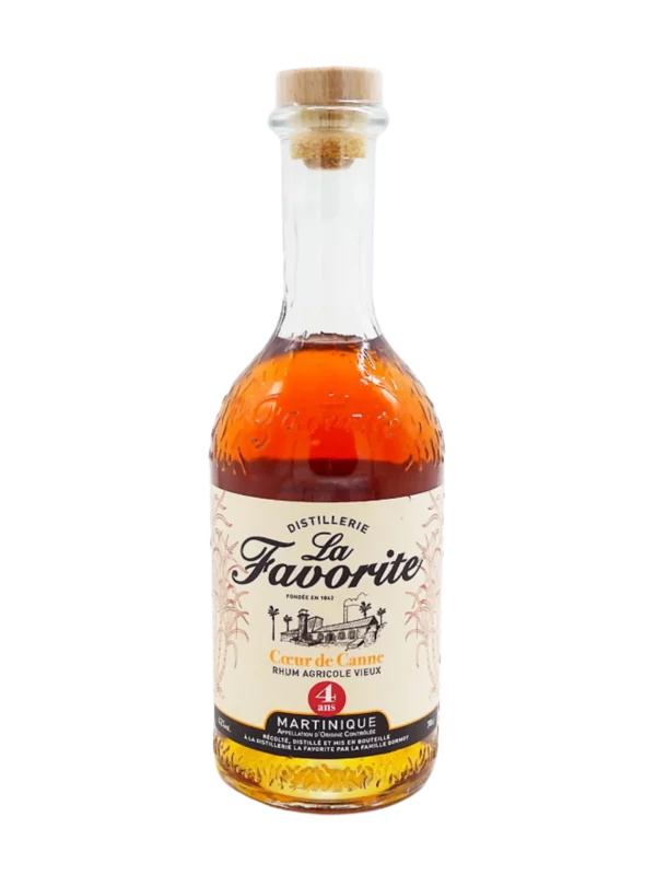 A La Civette vins et spiritueux rhum La Favorite rhum agricole vieux cœur de canne 4 ans bouteille face